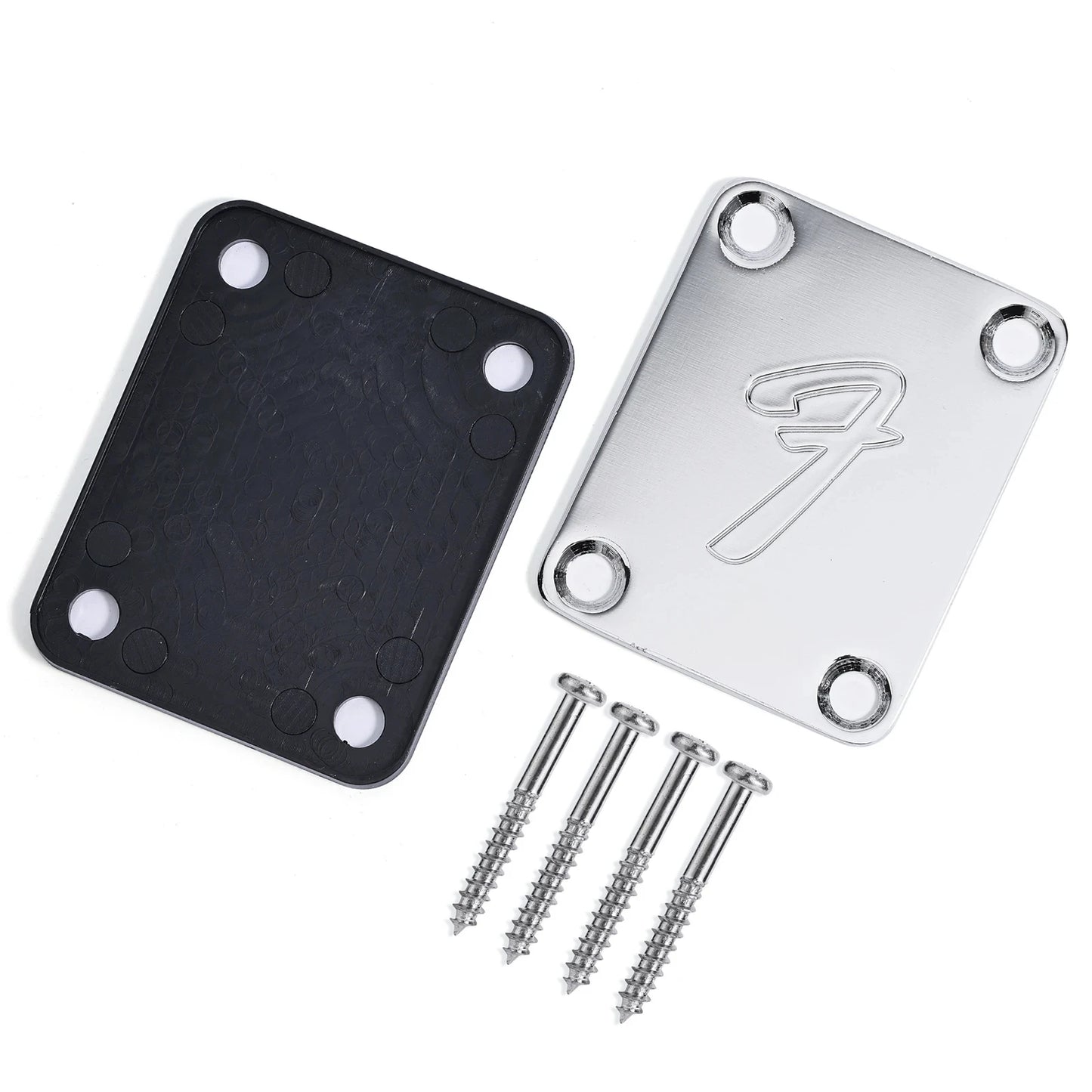 Vintage-Style Electric Guitar Neck Plate With Screws (Fits Most Guitars)