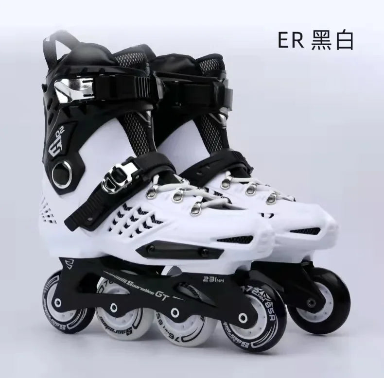 Outdoor Flat 4 Wheel Inline Free Skate Roller Blades - Aluminum Trucks & PU Wheels