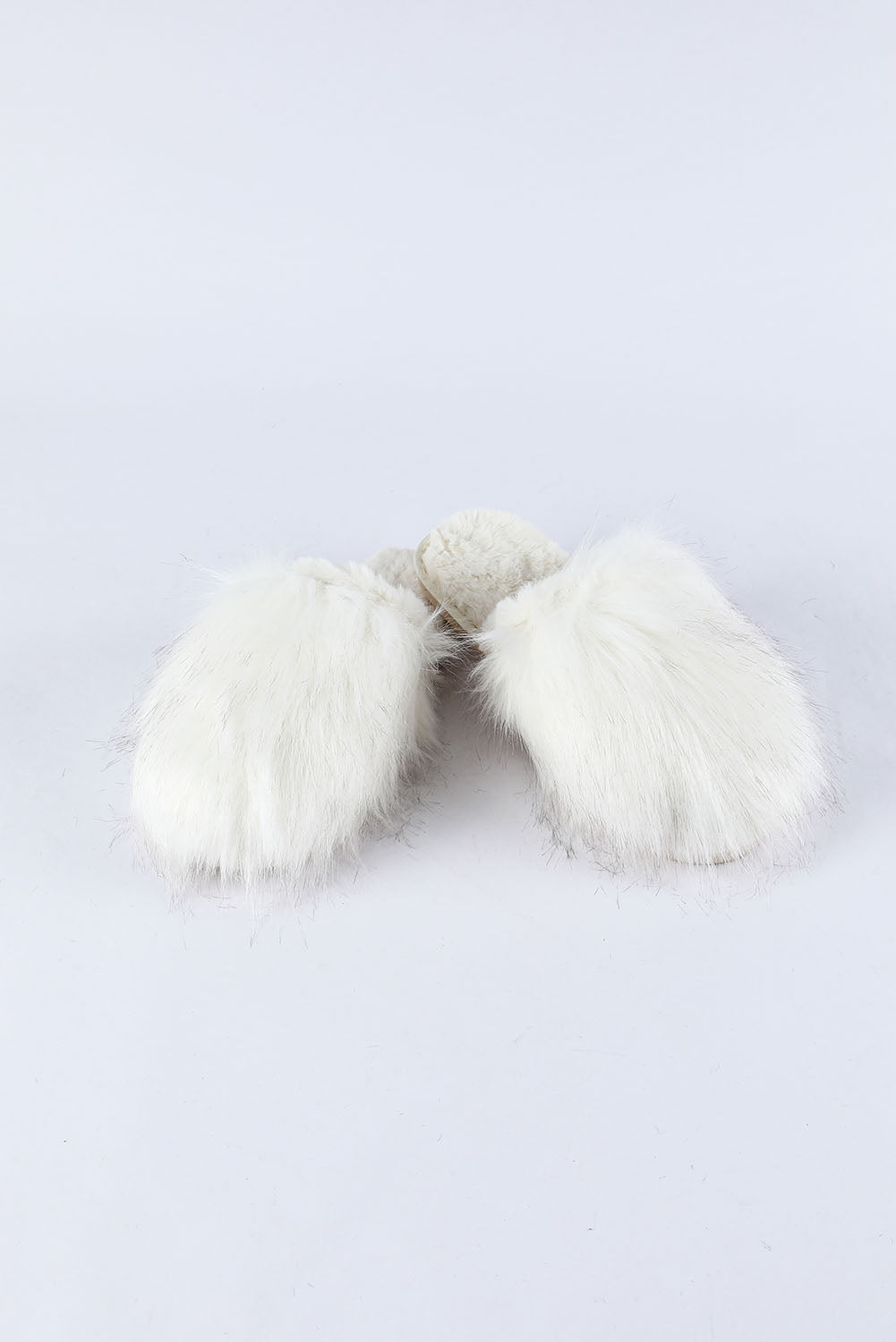 White Fuzzy Round Toe Home Slippers