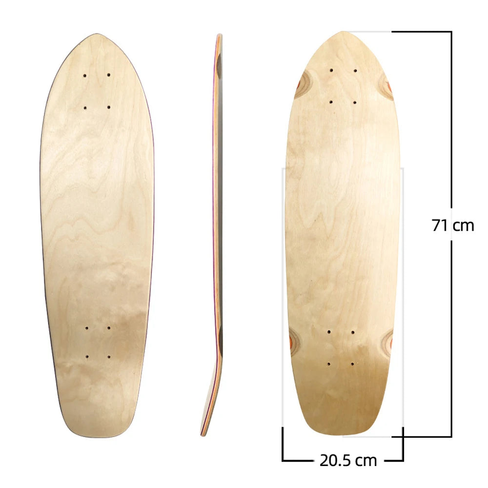 DIY Blank Skateboard Longboard - 28/30/31/33/36" Smooth Maple Deck