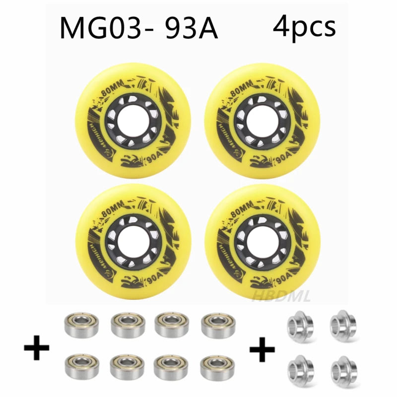 Fancy PU Inline Roller Skate Wheels (62/64/68/70/72/76/80mm) with Wear-Resistant Bearing(83A/85A/90A/93A)