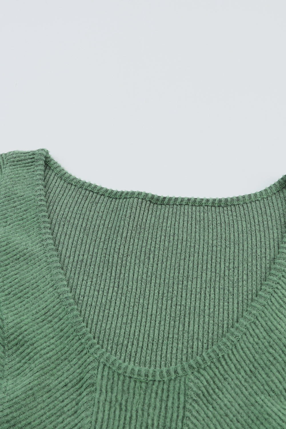 Brown U Neck Textured Long Sleeve Top
