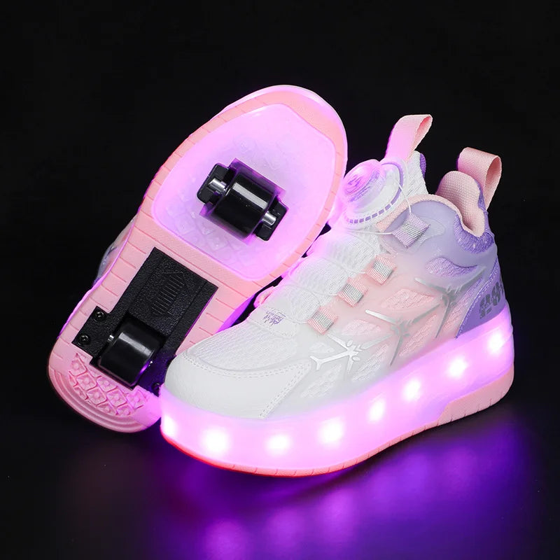 Kids Outdoor Detachable 2 Wheels LED Flashing Skate Shoes (Heelys)