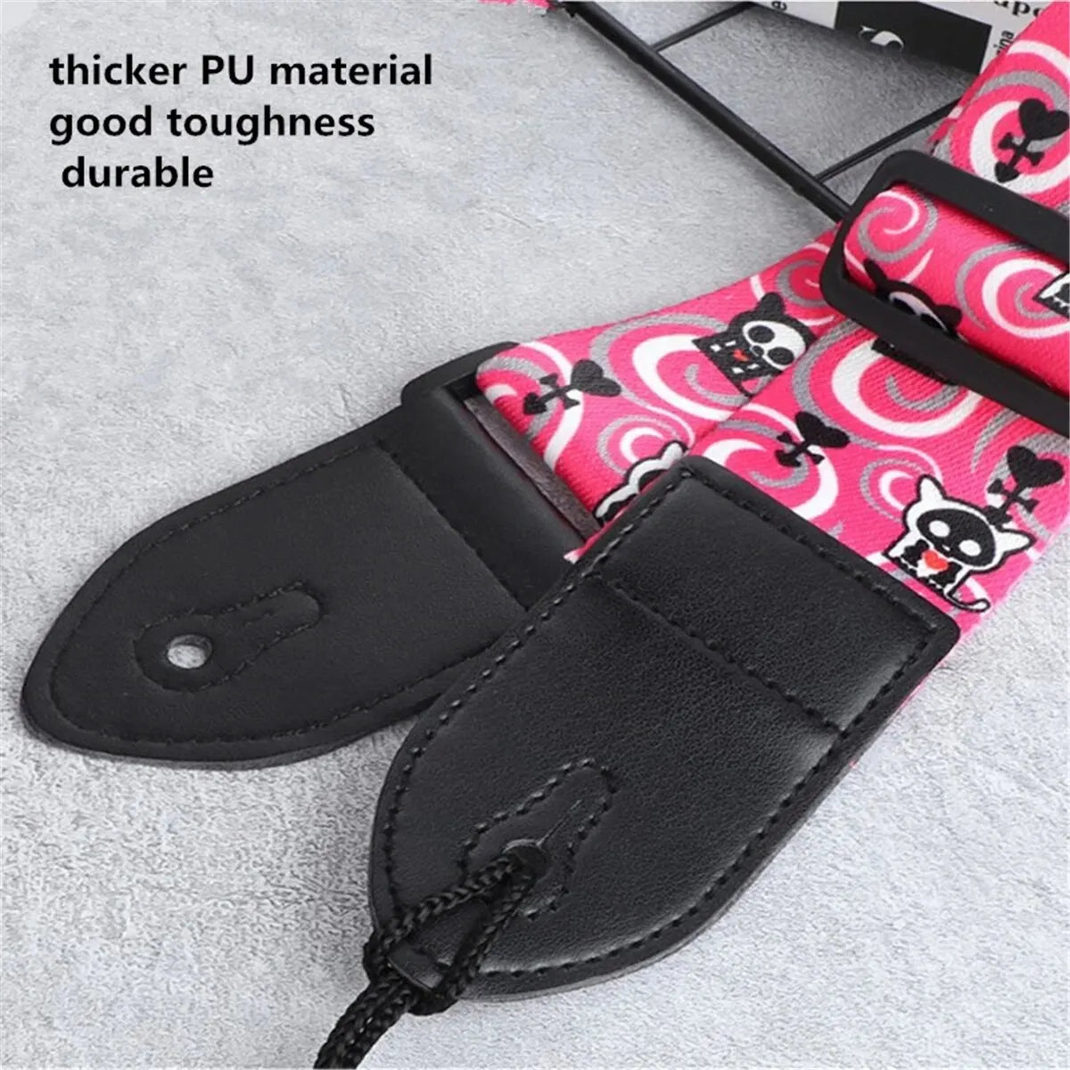 1pc Ethnic Style Widened Acoustic Guitar Strap Leather Head Adjustable Shoulder Strap for Guitar