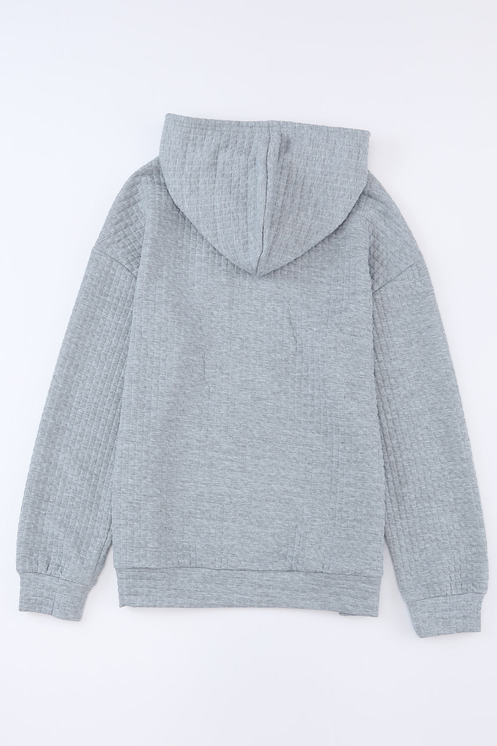 Khaki Lattice Textured Kangaroo Pocket Drawstring Hoodie