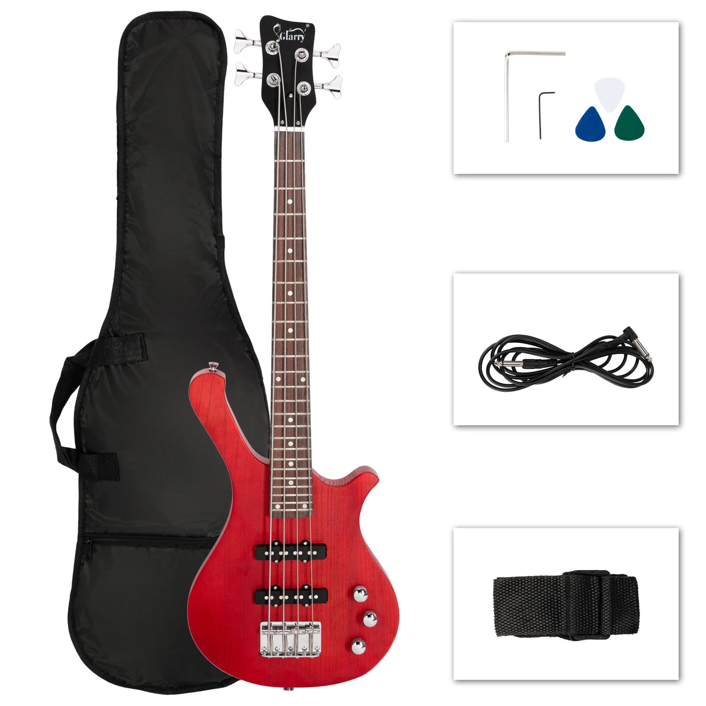 36" Red Mahogany Electric Bass Guitar
