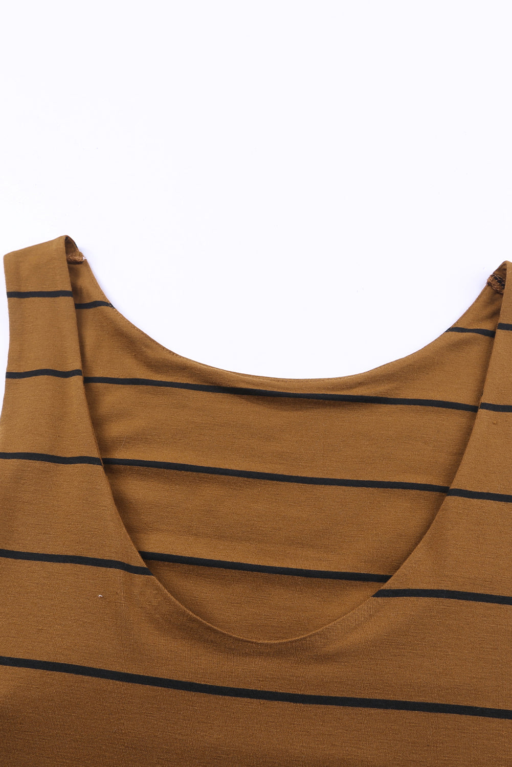 Brown Striped Backless Casual Side Slits Maxi Dress