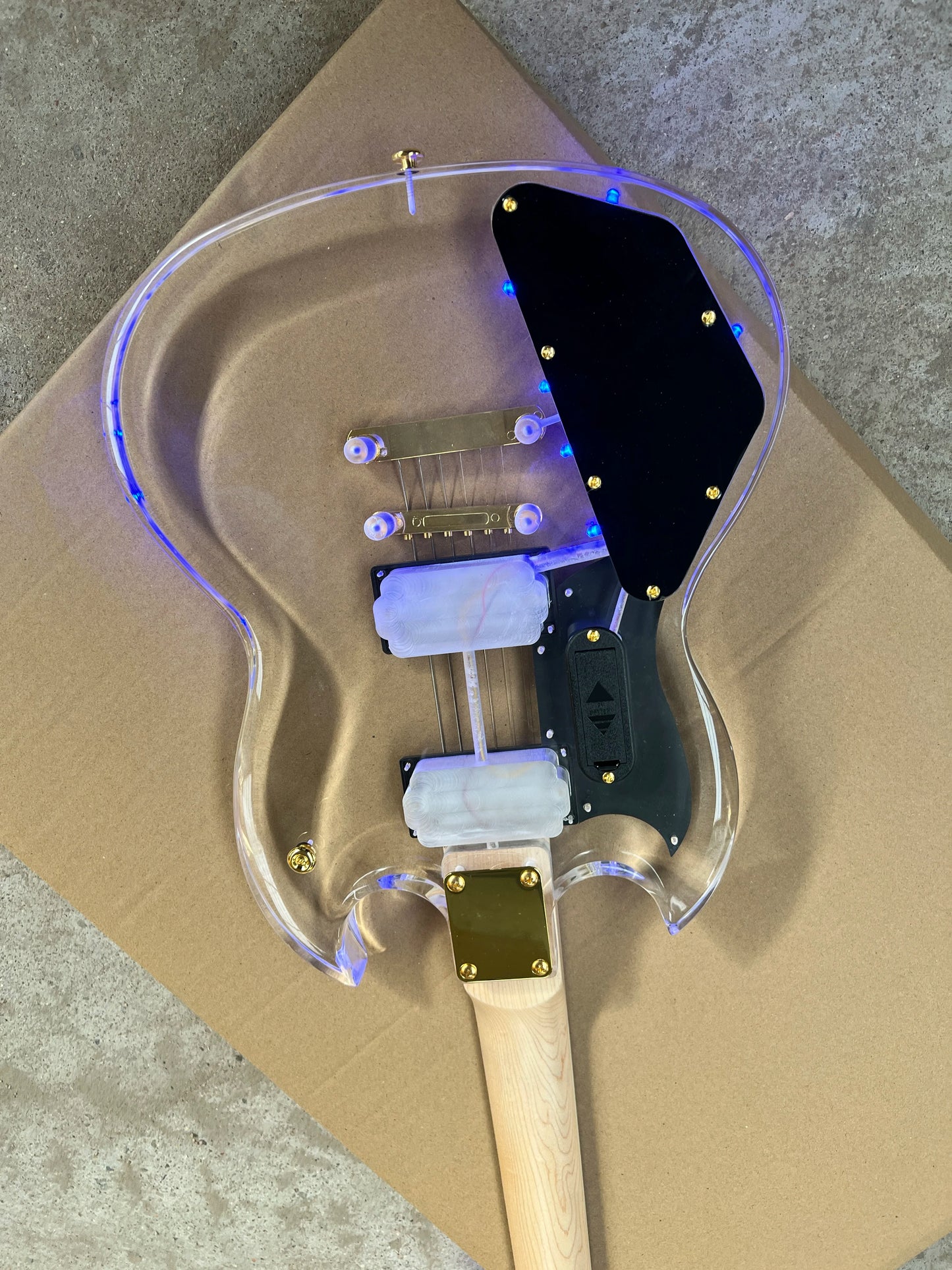 Acrylic Plexiglass Clear 6-string Electric Guitar Blue