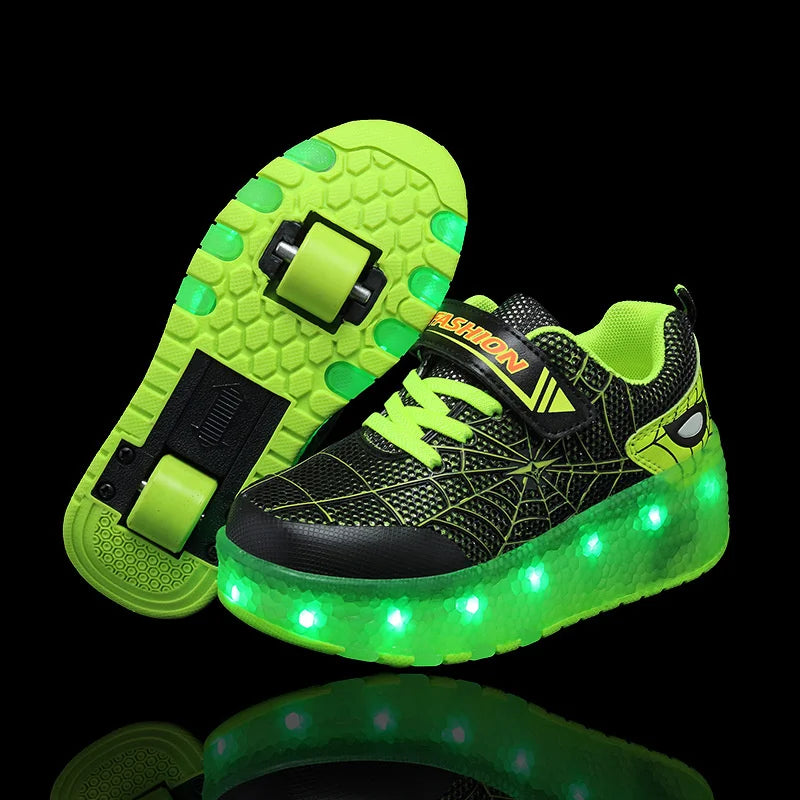 Children's 2 Wheel Led Light Roller Skate Shoes (heelys)