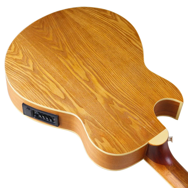 5 string Fretless Electric Acoustic Bass Guitar 43 inch Matte Finish Electric Folk Bass Guitar With EQ Ashwood Body Yellow