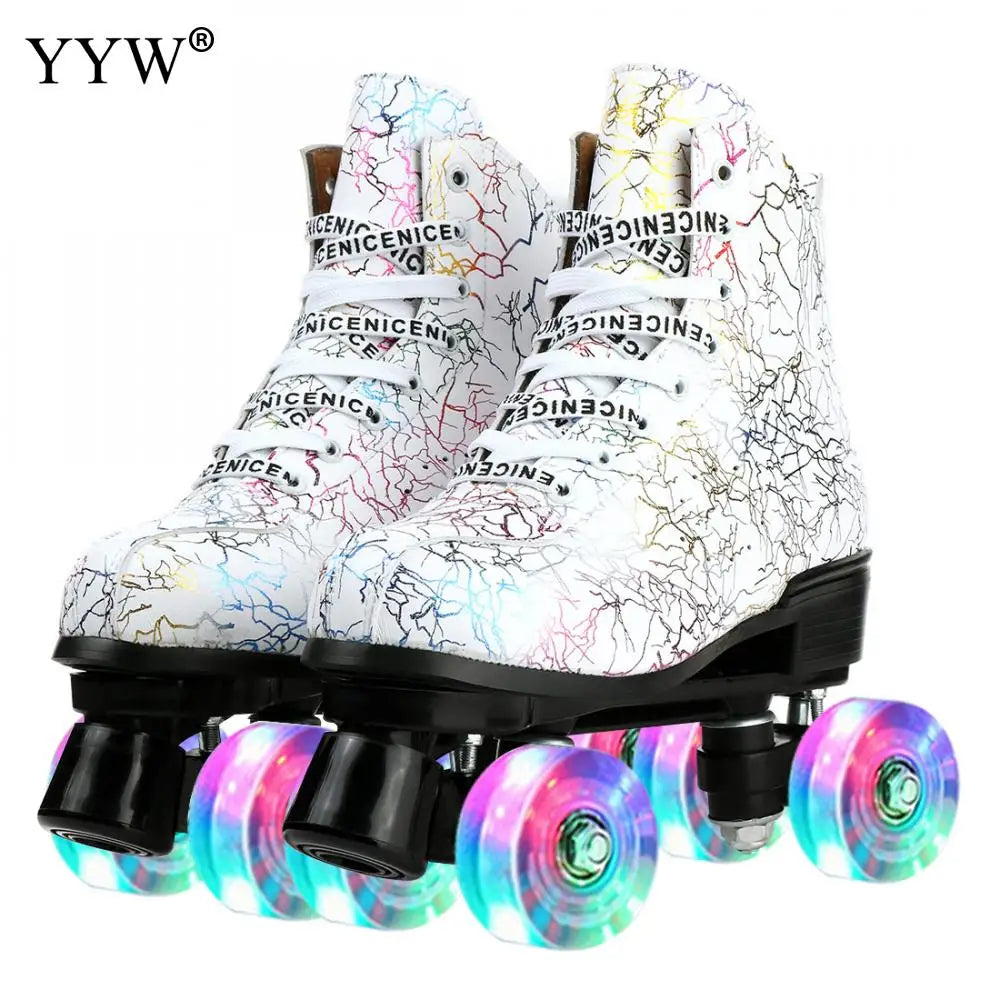 PU Leather Roller Skates, Elegant Red