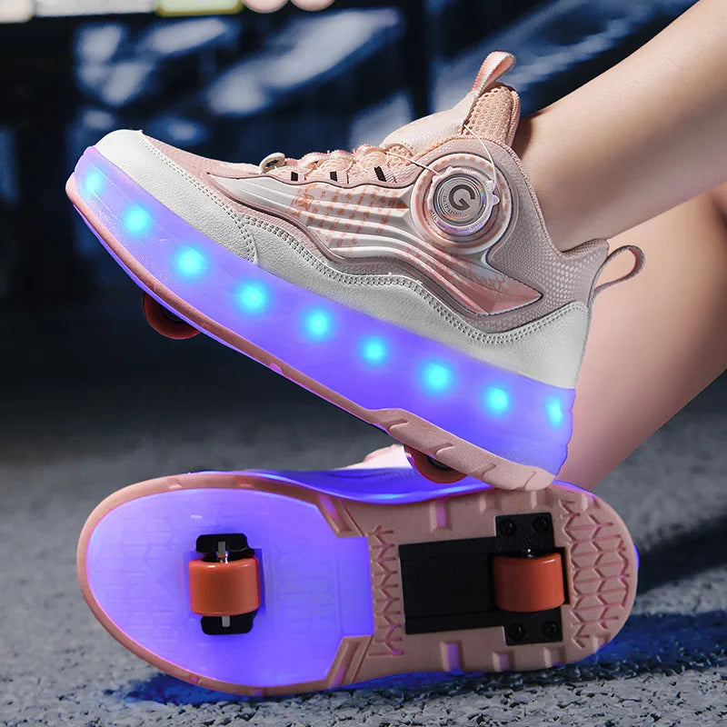 Children's Fashionable Roller Skates Detachable 4-Wheel Dual-Purpose Skate Shoes (Heelys)