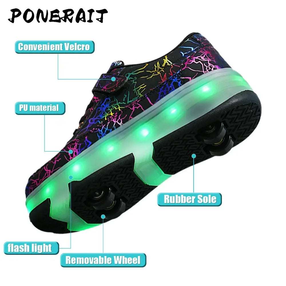 Men's Detachable LED Skates Shoes (Neon Thunder)