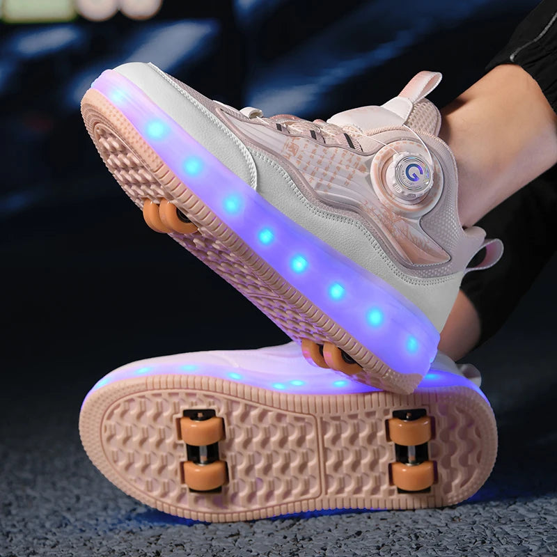 Children's Fashionable Roller Skates Detachable 4-Wheel Dual-Purpose Skate Shoes (Heelys)