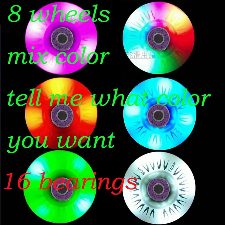 8PCS LED Flash 90A Inline Skate Wheels Lighting Skating Wheels (60 62 64 68 70 72 76 80mm)