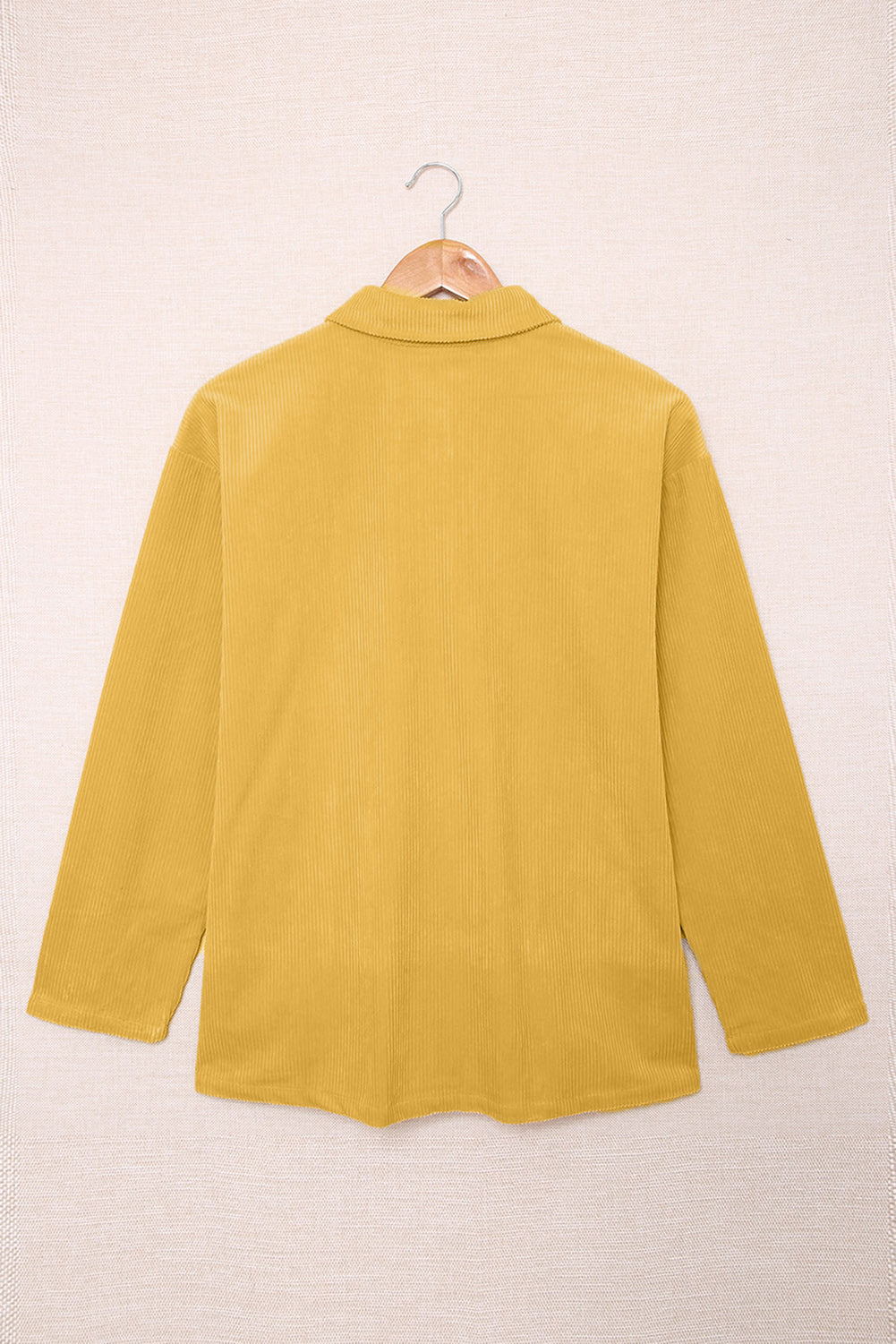 Pocketed Button Ribbed Textured Shacket