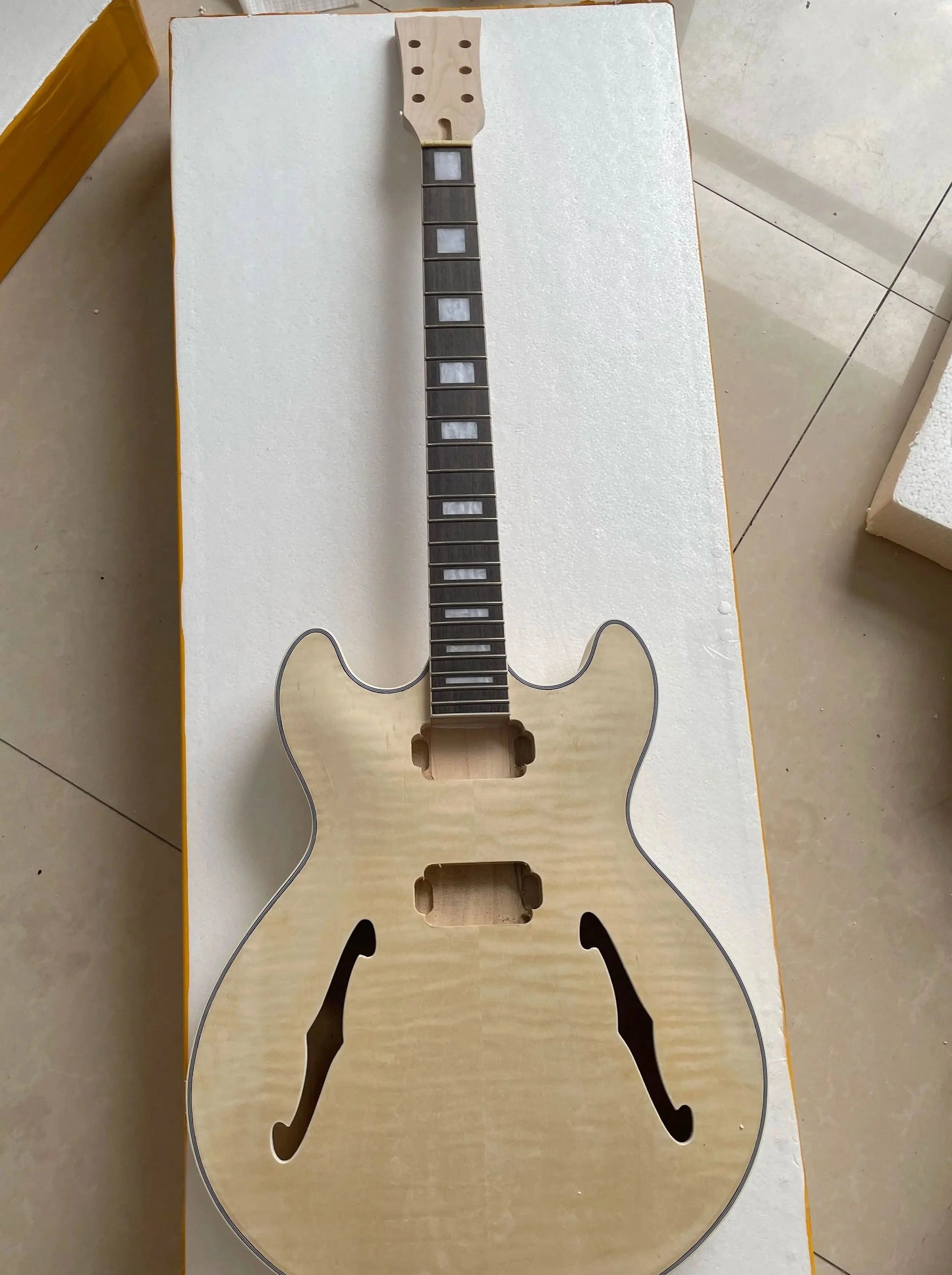 Unfinished Semi Hollow Body Electric Guitar Kit