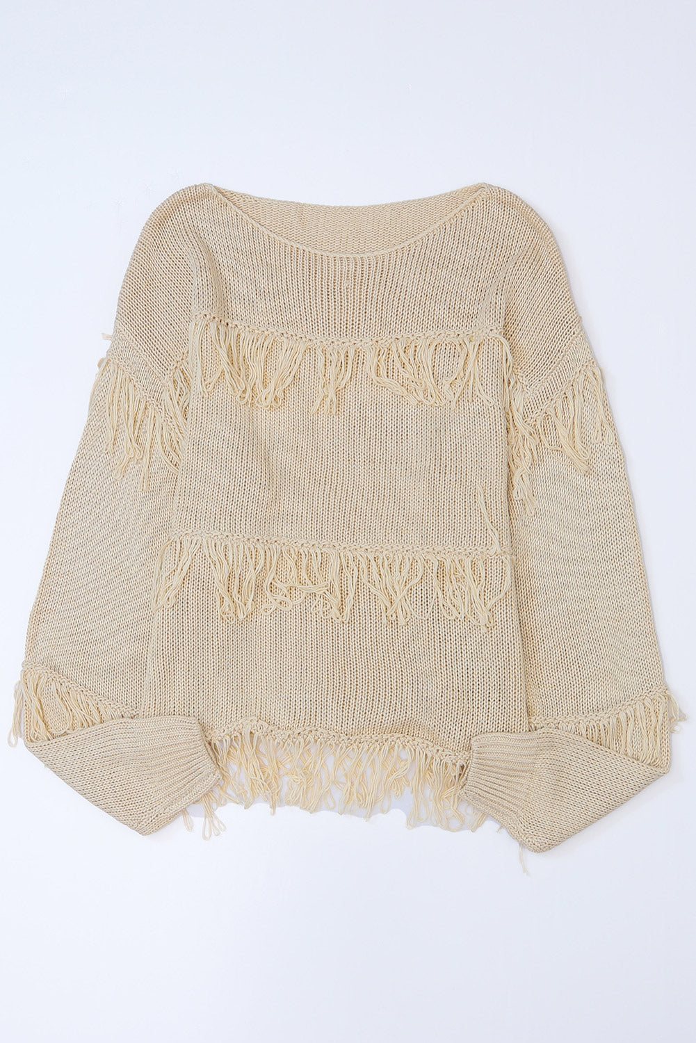 Green Boho Fringe Tasseled Knitted Sweater