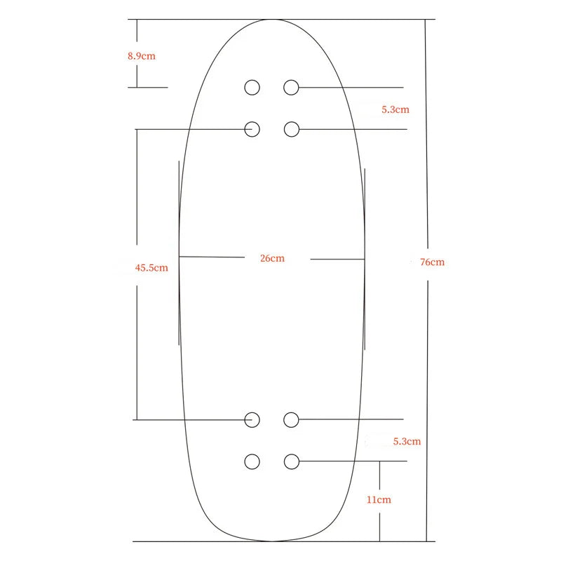 30 Inch 7-Tier Maple Board Cruiser Surf Skate Deck 76X26CM