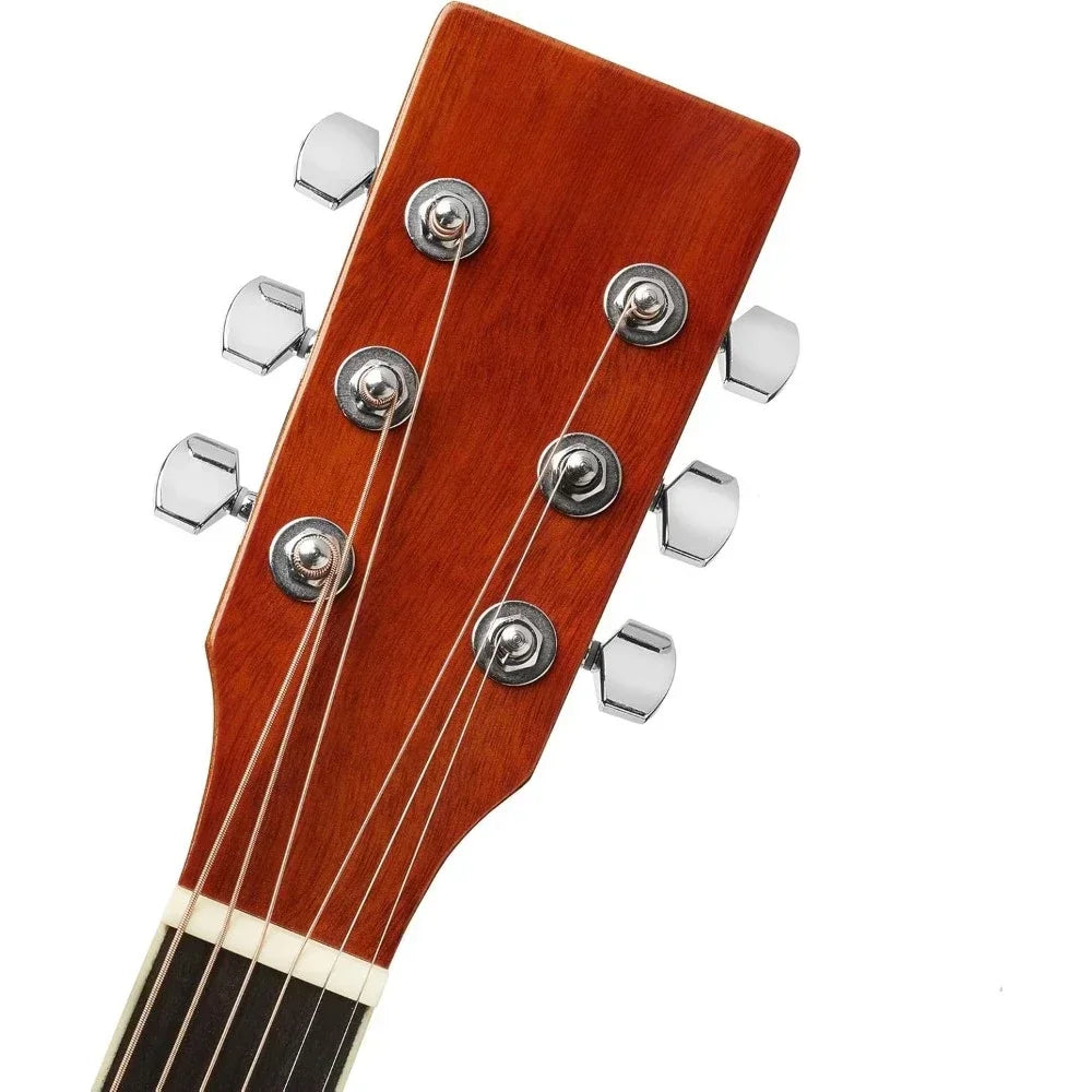 Ashthorpe Full-Size Dreadnought Cutaway Acoustic Electric Bundle - Premium Tone woods - Natural Guitar