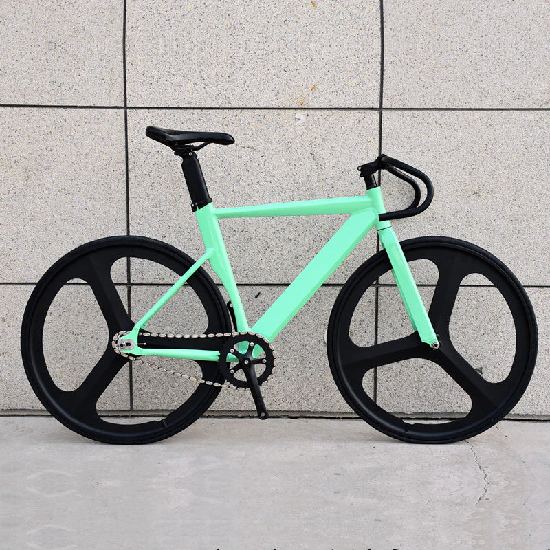 Fixed Gear Bike 700C Muscular Aluminum Alloy Frame 48Cm 52Cm 56Cm Track Fixie Bicycle with Double 3 Spokes Wheel and V Brakes