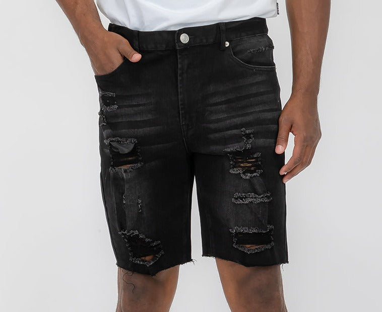 Mens Distressed Denim Shorts