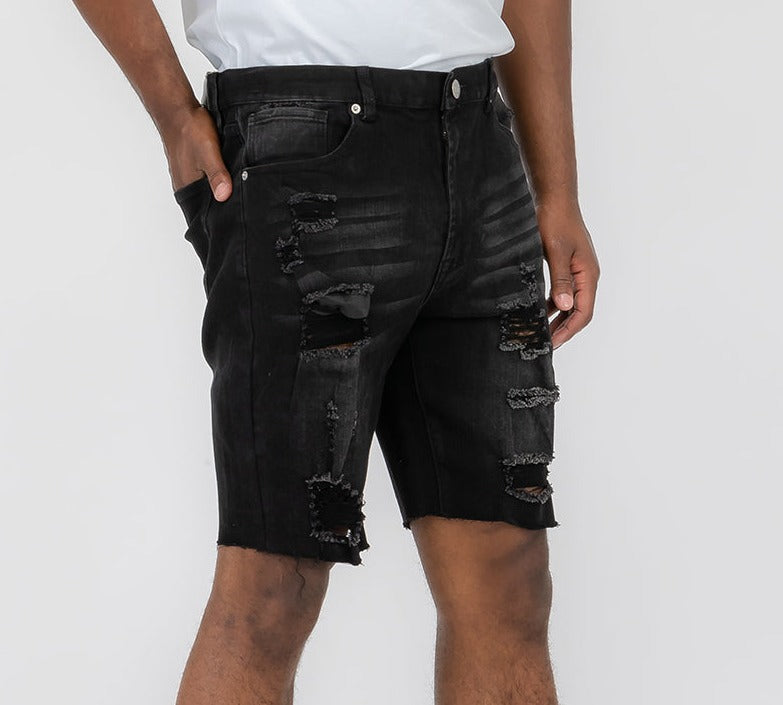 Mens Distressed Denim Shorts