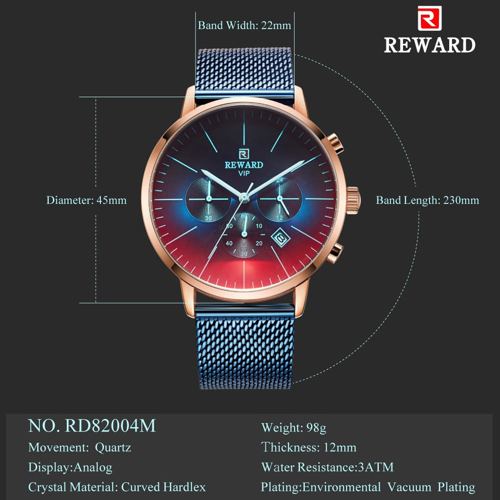 Color Bright Glass Watch Men Top Luxury Brand Chronograph