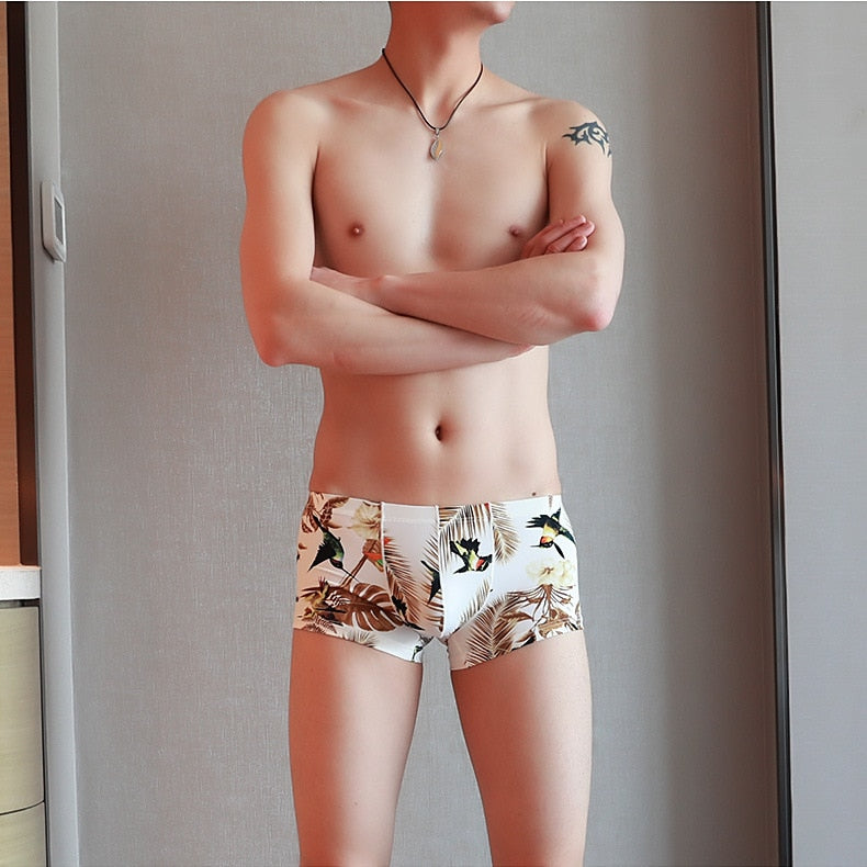 Solid Silk Cuecas Masculina Calzoncillo Boxer Shorts