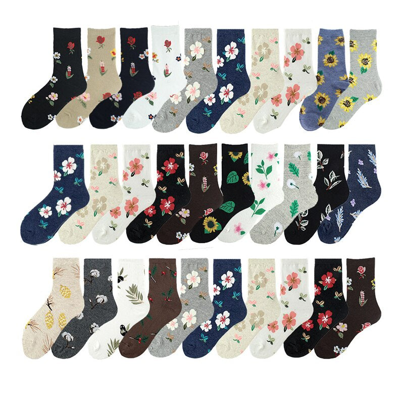 Plant Wind Dandelion Sunflower Flower Cotton Socks Creative Rose Skate Casual Women Streetwear Funny Kawaii Short Happy Socks