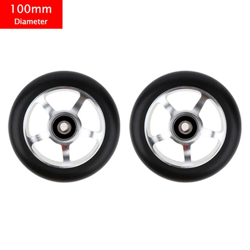 100Mm Scooter Wheels Replacement with Bearings Aluminum Wear-Resistant PU Stunt Scooter Parts Kick Scooter Accessories 2Pcs/Set
