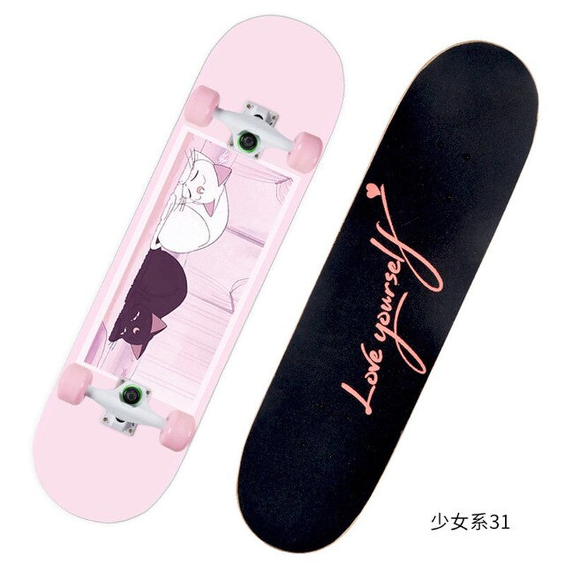 2021 New Pink Series Hot 79*21CM Skateboard Double Vertical Four Wheel Skateboard Skateboard Bamboo Enny Board Long Board Deck