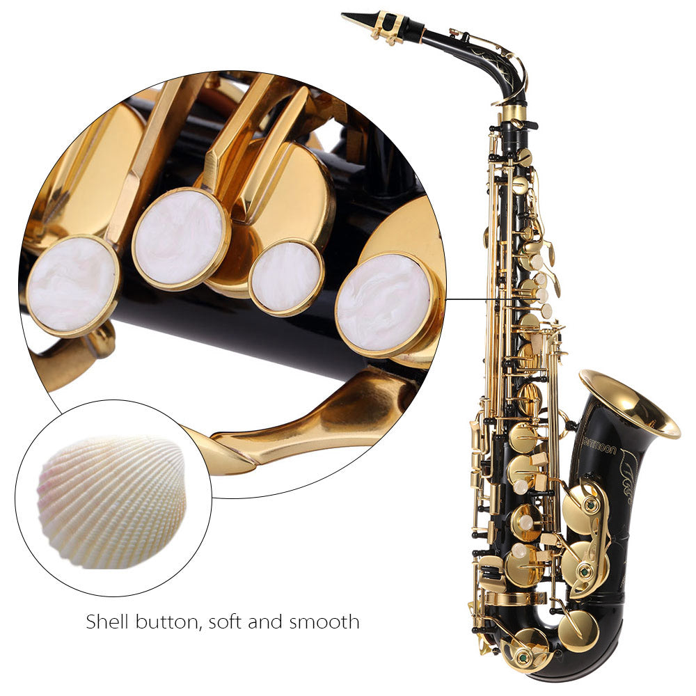 Ammoon Eb Alto Saxophone Brass Lacquered Gold E Flat Sax 82Z Key Type Woodwind Instrument High Quality in Stock with Accessories