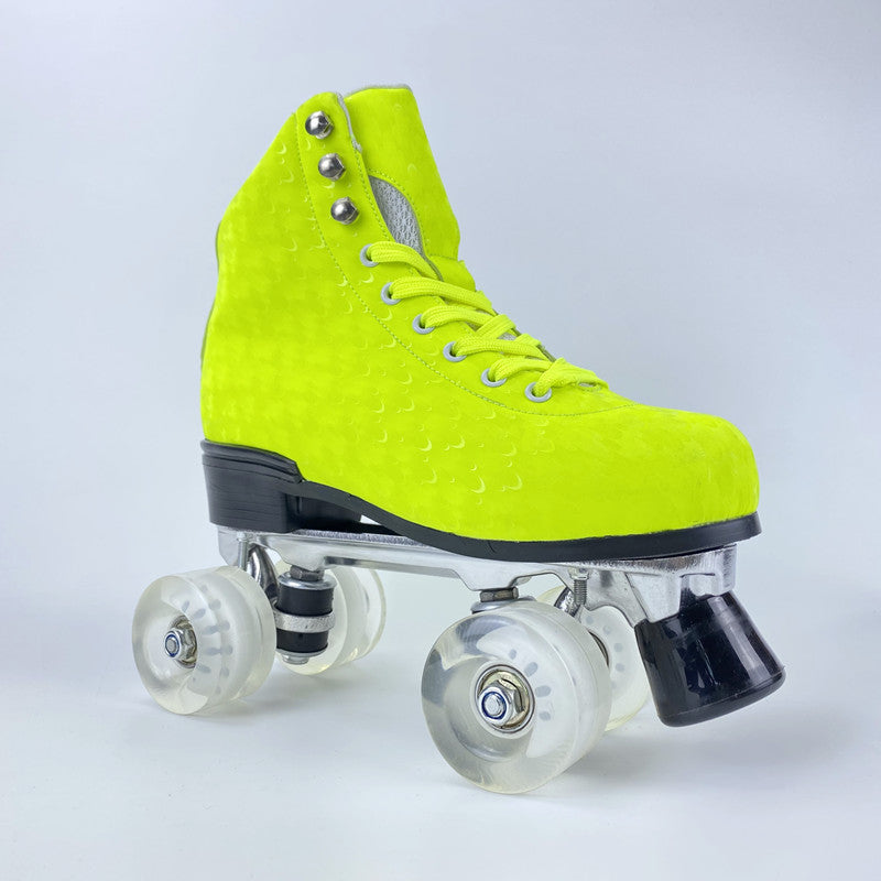 Woman Flashing Roller Quad Skate Roller Skates