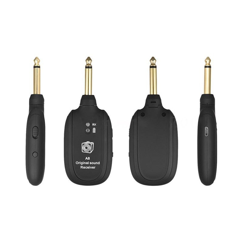 UHF Guitar Wireless System Transmitter Built-in Rechargeable Receiver