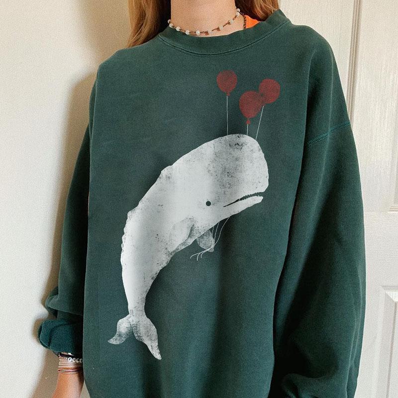 HipHop High Street Women Ocean Animal Whale Hoodies Print Hoodies Sweatshirts Autumn Long Sleeve K Tops Ladies New Harajuku -2