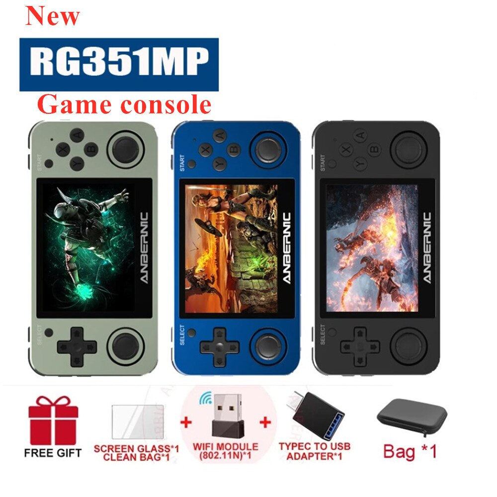 ANBERNIC 3.5 Inch IPS RG351MP Handheld Video Game Console for PS1 N64 PSP GBA FC Retro Games Player Metal Pocket Consoles Box