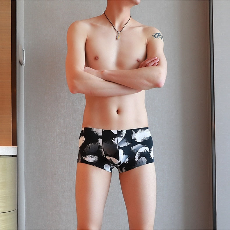 Solid Silk Cuecas Masculina Calzoncillo Boxer Shorts