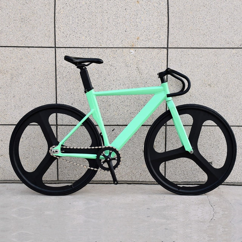 Fixed Gear Bike 700C Muscular Aluminum Alloy Frame 48Cm 52Cm 56Cm Track Fixie Bicycle with Double 3 Spokes Wheel and V Brakes