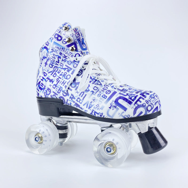 Woman Flashing Roller Quad Skate Roller Skates