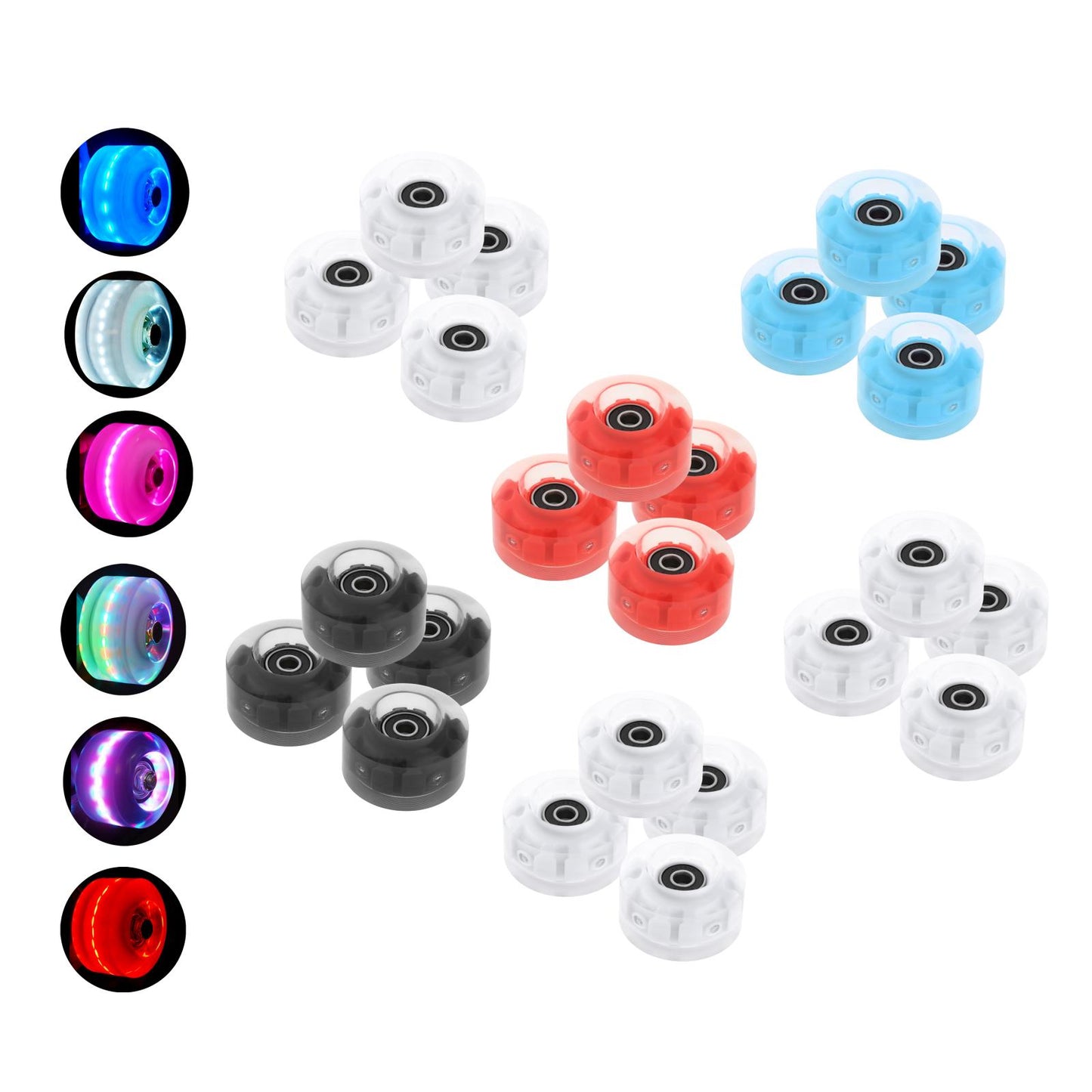 4Pack Quad Roller Skate Wheels Light up Bearings for Double Row Skating Grip Bearings Parts Free Rollerskate