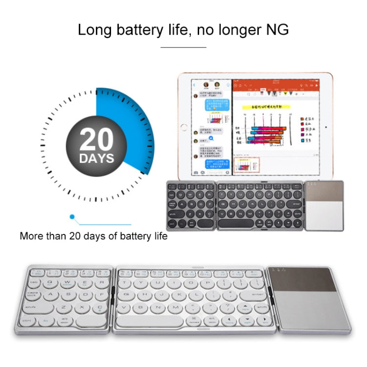 Three-Fold Rechargeable Wireless Keyboard With Touchpad (PC, Smartphone)
