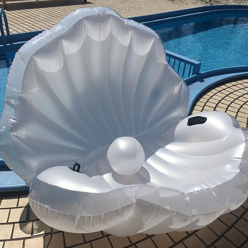 170cm Giant Inflatable Shell Pool Float New Design 2019 Summer Water Air Bed Lounger Clamshell With Pearl Seashell Scallop Board