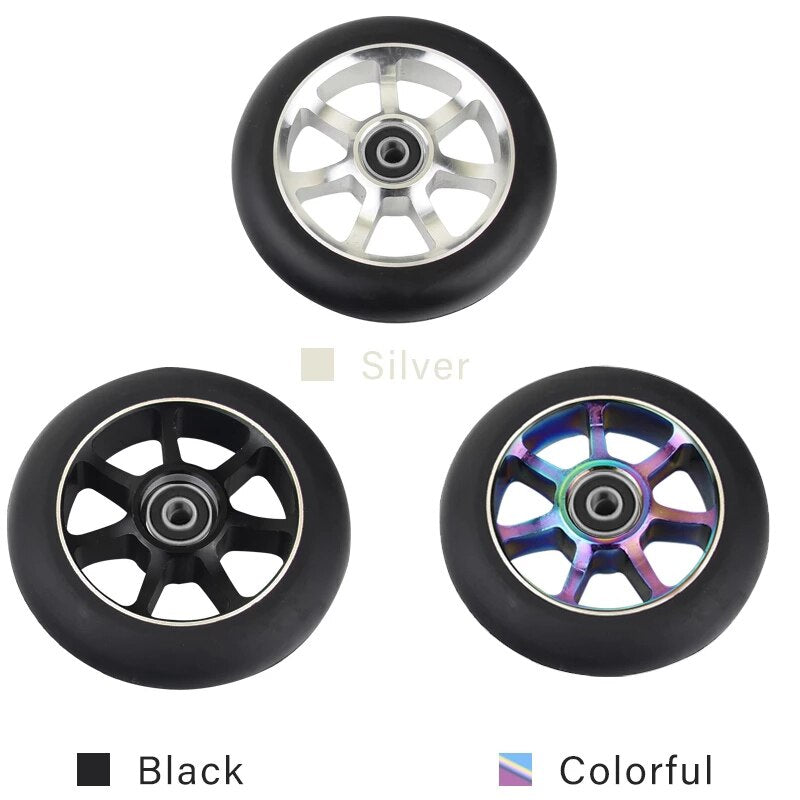 100Mm Scooter Wheels Replacement with Bearings Aluminum Wear-Resistant PU Stunt Scooter Parts Kick Scooter Accessories 2Pcs/Set
