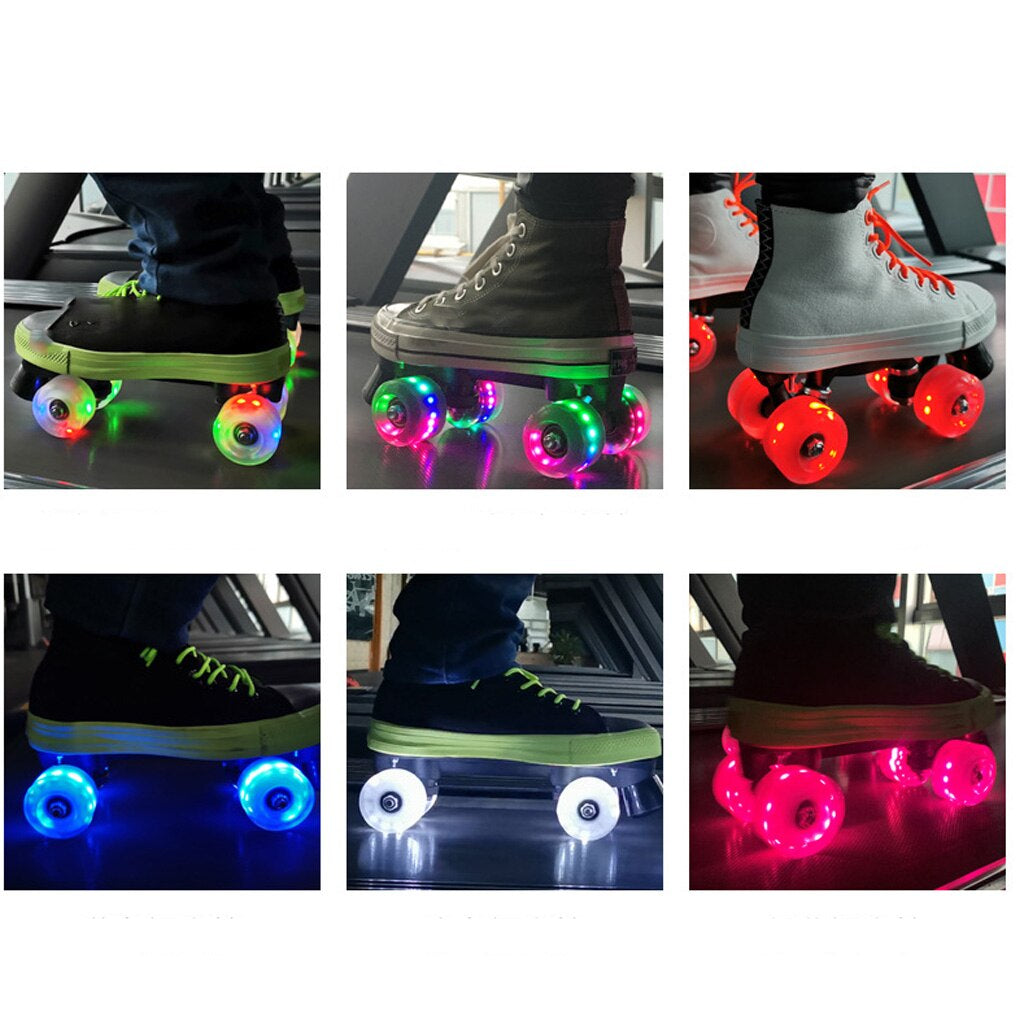 4Pack Quad Roller Skate Wheels Light up Bearings for Double Row Skating Grip Bearings Parts Free Rollerskate