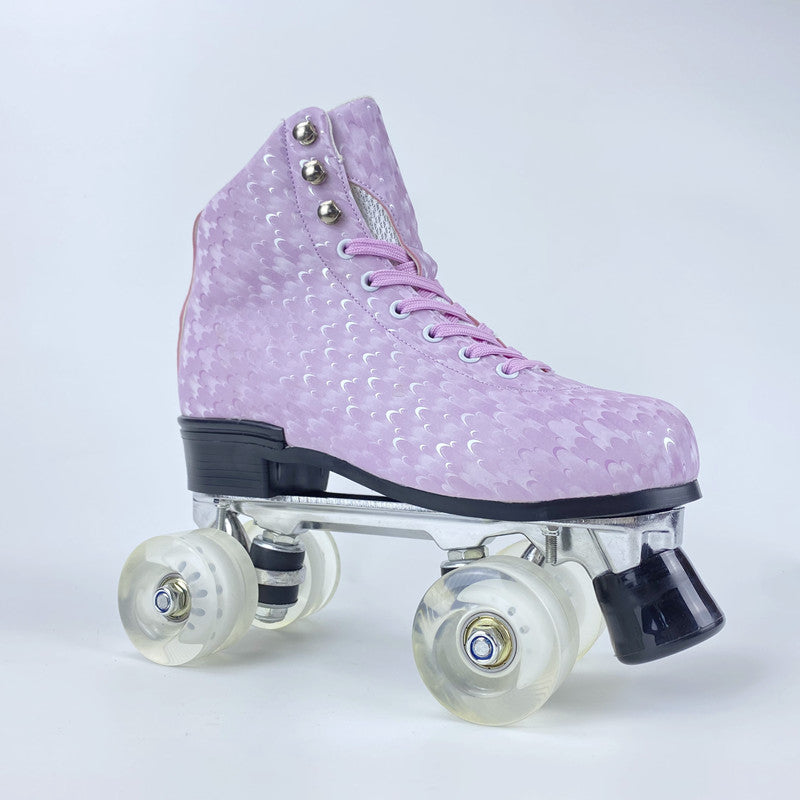 Woman Flashing Roller Quad Skate Roller Skates