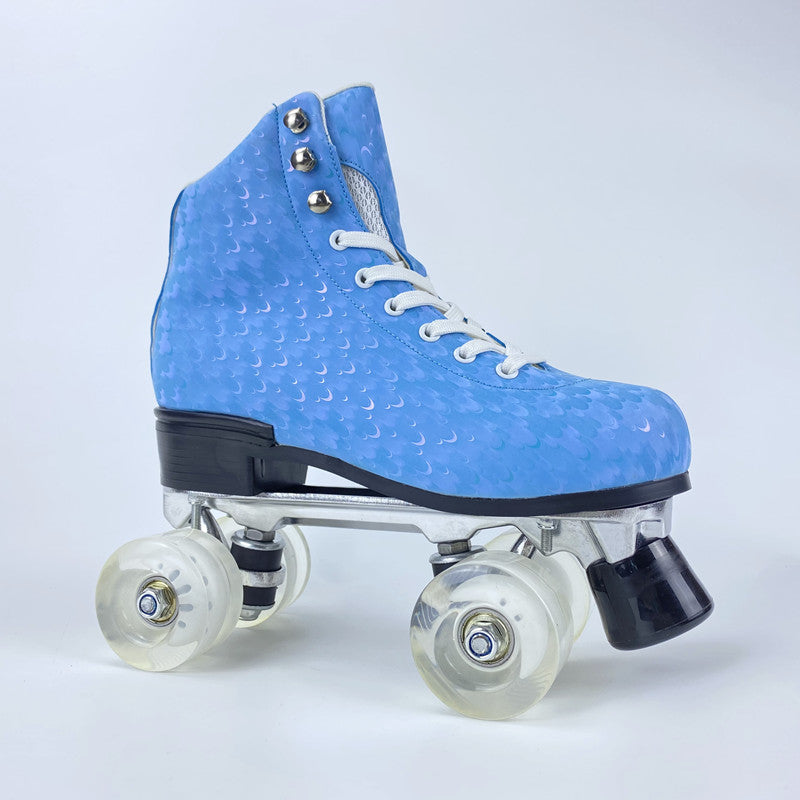 Woman Flashing Roller Quad Skate Roller Skates