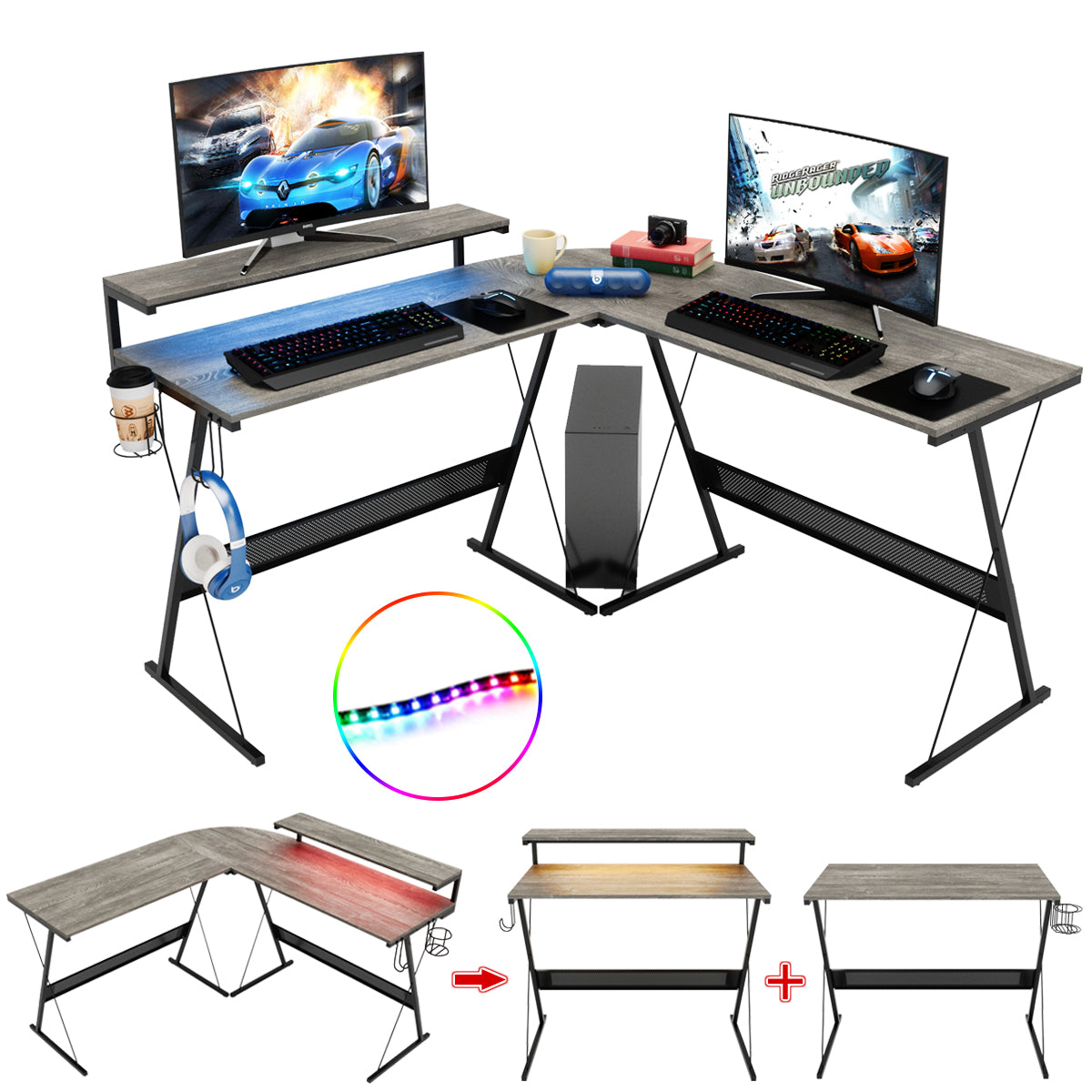 L Shaped Led Gaming Desk