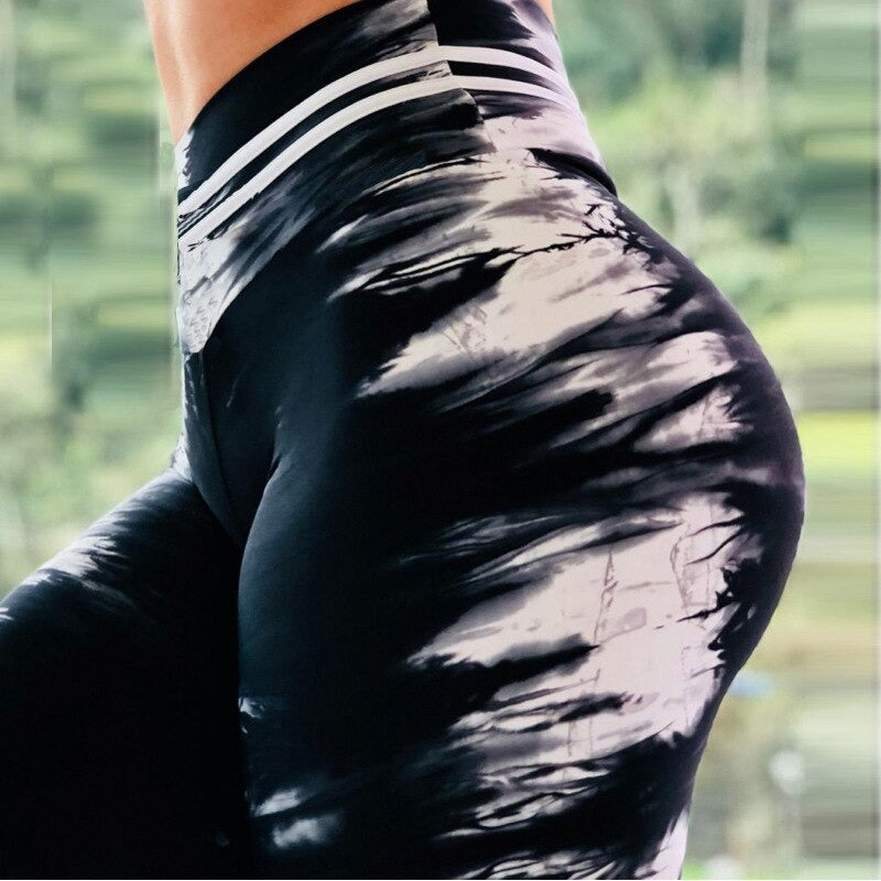High Waist Designer Crochet Knit Print Push Up Leggings