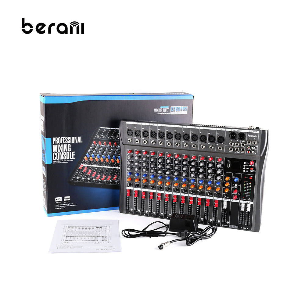 Berani CT-120L 12 Channel Independent Audio Mixer Console for Recording